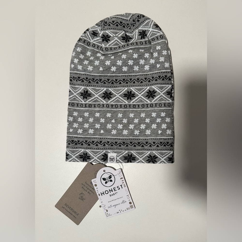 Honest Baby Reversible Baby Hat Gray Organic Cotton NWT